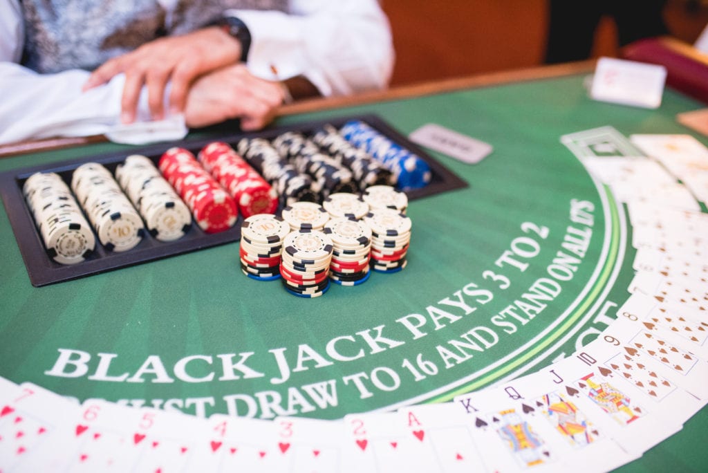 Blackjack Table with Chips